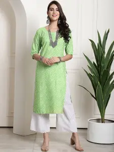 7Threads Leheriya Printed Round Neck Straight Kurta