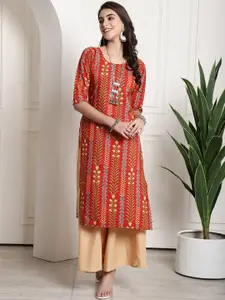 7Threads Floral Printed Straight Kurta