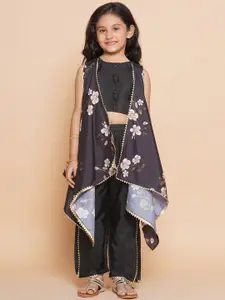 Modish Couture Round Neck Sleeveless Gotta Patti Comes With Floral Printed Shrug