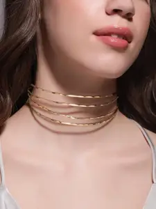 Rubans Voguish Gold Plated Triple Layered Choker Necklace