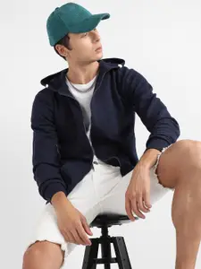 Campus Sutra Long Sleeves Hooded Cotton Front-Open Sweatshirt