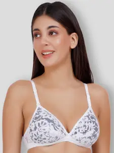 SELFCARE Net Embroided Half Coverage Plunge Bra With Adjustable Straps