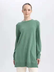 DeFacto Women Acrylic Pullover Longline Sweatshirt
