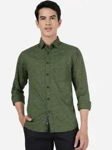 Greenfibre Slim Fit Abstract Printed Spread Collar Chest Pocket Pure Cotton Casual Shirt