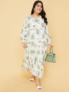 max Plus Size Floral Printed Fit And Flare Maxi Dress