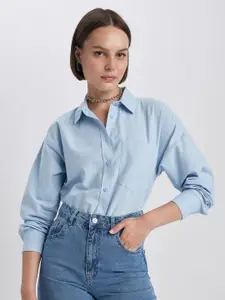 DeFacto Spread Collar Pure Cotton Casual Shirt