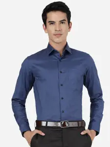 JADE BLUE Slim Fit Spread Collar Long Sleeve Cotton Formal Shirt