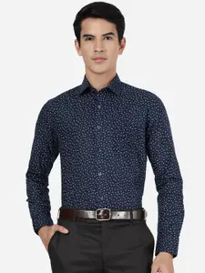 JADE BLUE Slim Fit Micro Ditsy Spread Collar Long Sleeve Pocket Cotton Formal Shirt