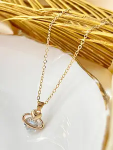 Ayesha Stone Studded Love Planet Pendant With Chain