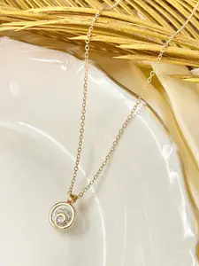 Ayesha Stone Studded Spiral Pendant With Chain