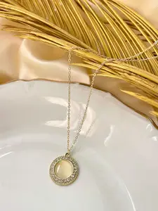 Ayesha Stone Studded Circular Pendant With Chain