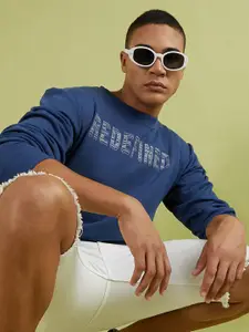 Campus Sutra Typography Printed Cotton Pullover Sweatshirt