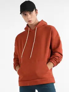 Campus Sutra Hooded Pullover Drop Shoulder Sleeve Cotton Sweatshirt