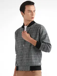 Campus Sutra Checked Windcheater Cotton Bomber Jacket