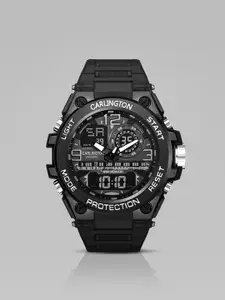 CARLINGTON Men Printed Dial & Black Straps Analogue and Digital Watch CT 3377 Black