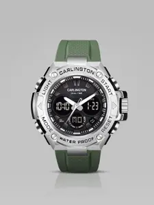 CARLINGTON Men Printed Analogue and Digital Watch CT 9107 Green