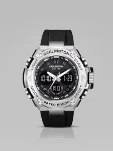 CARLINGTON Men Printed Dial & Black Straps Analogue And Digital Watch-CT 9107 Black