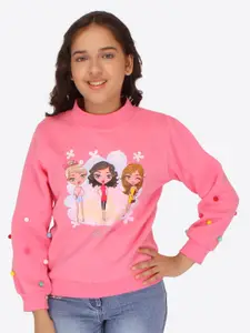 CUTECUMBER Girls Graphic Printed Pullover Sweatshirt