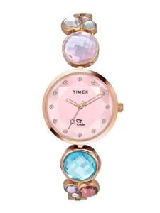 Timex Women Embellished Dial & Water Resistance Stainless Steel Analogue Watch TWEL17001