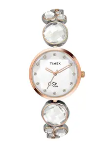 Timex Women Brass Dial & Stainless Steel Bracelet Style Straps Analogue Watch TWEL17002
