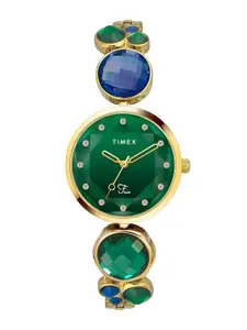 Timex Women Embellished Dial & Water Resistance Stainless Steel Analogue Watch TWEL17000
