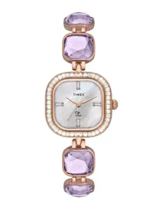 Timex Women Embellished Dial & Water Resistance Stainless Steel Analogue Watch TWEL17104