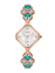 Timex Women Brass Dial & Stainless Steel Bracelet Style Straps Analogue Watch TWEL17200