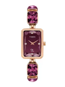 Timex Women Brass Dial & Stainless Steel Bracelet Style Straps Analogue Watch TWEL16903
