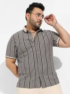 Instafab Plus Plus Size Classic Vertical Stripes Cotton Casual Shirt
