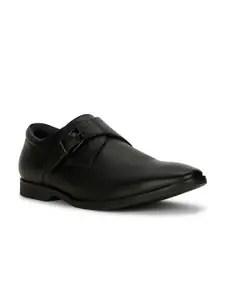 Hush Puppies Men Textured Leather Formal Monk Shoes