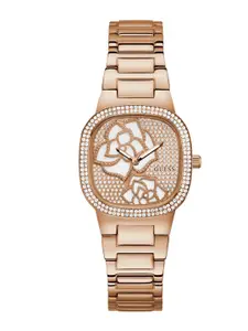GUESS Women Embellished Dial Stainless Steel Bracelet Style Straps Analogue Watch GW0544L4