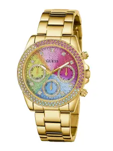 GUESS Women Embellished Dial & Stainless Steel Straps Analogue Watch GW0483L4