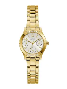 GUESS Women Printed Dial & Stainless Steel Bracelet Style Straps Analogue Watch
