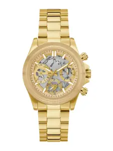 GUESS Women Textured Dial & Stainless Steel Straps Analogue Chronograph Watch GW0557L1