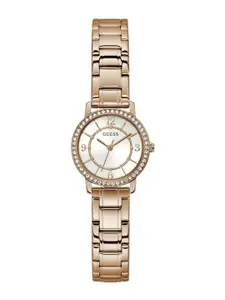 GUESS Women Embellished Dial & Stainless Steel Straps Analogue Watch GW0468L3