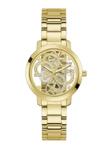 GUESS Women Embellished Dial & Stainless Steel Straps Analogue Watch GW0300L2