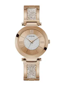 GUESS Women Textured Dial & Stainless Steel Straps Analogue Watch W1288L3