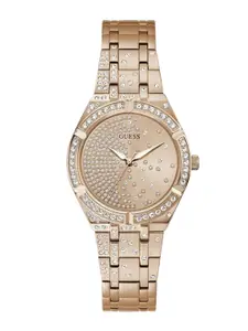 GUESS Women Embellished Dial & Stainless Steel Straps Analogue Watch GW0312L3