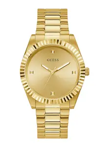 GUESS Men Embellished Dial & Gold Toned Stainless Steel Straps Analogue Watch GW0542G2