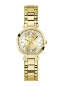 GUESS Women Embellished Dial & Stainless Steel Straps Analogue Watch GW0470L2