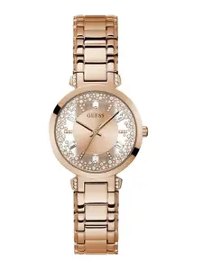 GUESS Women Embellished Dial Water Resistance Stainless Steel Analogue Watch GW0470L3