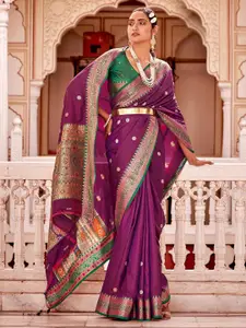 Mitera Ethnic Motifs Woven Design Zari Silk Blend Saree