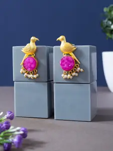 Golden Peacock Agate-Studded Drop Earrings