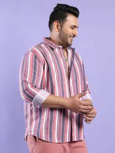 Instafab PlusSize Classic Opaque Striped Cotton Casual Shirt