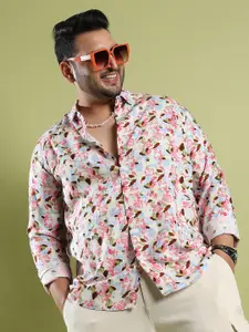 Instafab Plus Classic Floral Printed Spread Collar Cotton Casual Shirt