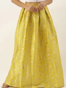 Ethnovog Ethnic Motif Taffeta Jacquard Flared Skirt