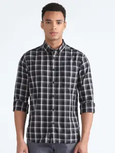 Flying Machine Tartan Checked Cotton Slim Fit Opaque Casual Shirt