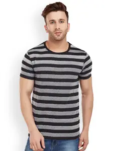 MACK JONNEY MACK Men Black Striped Round Neck T-shirt