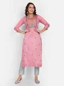 Growish Floral Embroidered Sequined Straight Kurta