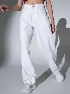 Hubberholme Women Dad Fit High Rise Mildly Distressed Cotton Jeans